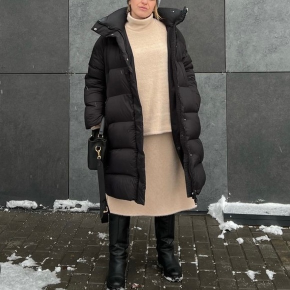 Zara long down feather puffer jacket black - Picture 3 of 16